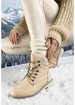 Beżowe Płaskie Klasyczne Traperki ze Sznurowaniem Lobanne ze sklepu born2be.pl w kategorii Workery damskie - zdjęcie 187696574