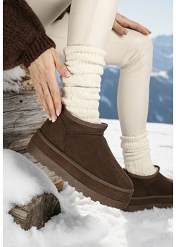 Brązowe Śniegowce Vices z Krótką Cholewką Ocieplone Futerkiem Grelfedi ze sklepu born2be.pl w kategorii Śniegowce damskie - zdjęcie 187696592