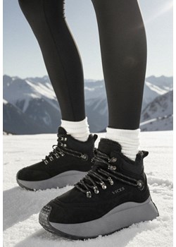 Czarne Sportowe Sneakersy Śniegowce Vices na Grubej Podeszwie Nellsana ze sklepu born2be.pl w kategorii Buty sportowe damskie - zdjęcie 187696660