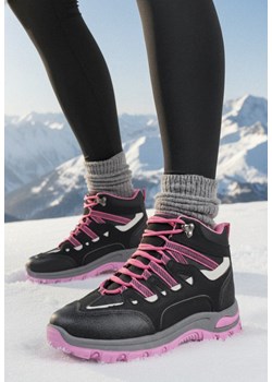 Czarno-Fuksjowe Sznurowane Buty Trekkingowe Traperki Vices na Grubej Podeszwie Afertie ze sklepu born2be.pl w kategorii Workery damskie - zdjęcie 187696681