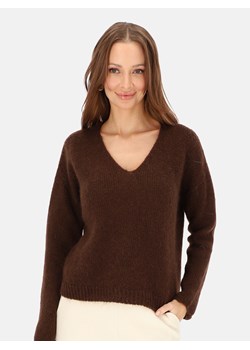 Brązowy sweter z włoskiej dzianiny z moherem L’AF Nelli ze sklepu Eye For Fashion w kategorii Swetry damskie - zdjęcie 187698761