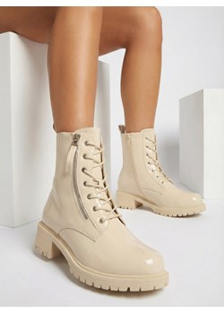 Royalfashion Beżowe eko skórzane damskie botki workery Seddaga ze sklepu royalfashion.pl w kategorii Workery damskie - zdjęcie 187699123