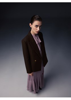 Reserved - Taliowana marynarka z dodatkiem wełny - brązowy ze sklepu Reserved w kategorii Marynarki damskie - zdjęcie 187699532