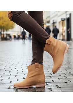 Botki damskie Lekko ocieplone Karmelowe /F5-2+h2 14738 T290/ ze sklepu Pantofelek24.pl w kategorii Botki - zdjęcie 187699551