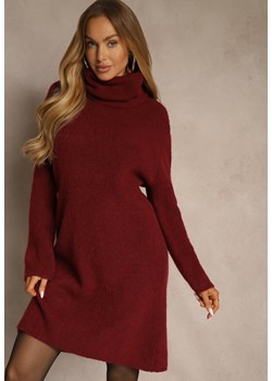 Bordowa Sweterkowa Sukienka Golf z Wełną i Wiskozą Fedorina ze sklepu renee.pl w kategorii Sukienki - zdjęcie 187700020