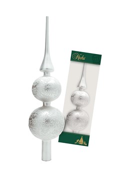 Krebs Glas Lauscha Szpic w kolorze srebrnym na choinkę - wys. 33 cm ze sklepu Limango Polska w kategorii Dekoracje bożonarodzeniowe - zdjęcie 187700932