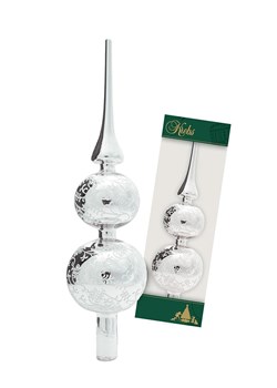 Krebs Glas Lauscha Szpic w kolorze srebrnym na choinkę - wys. 33 cm ze sklepu Limango Polska w kategorii Dekoracje bożonarodzeniowe - zdjęcie 187700933