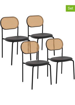 IDOMYA Factory Krzesła (4 szt.) &quot;Clarisse&quot; w kolorze czarno-jasnobrązowym - 49 x 80 x 46 cm ze sklepu Limango Polska w kategorii Meble - zdjęcie 187704241