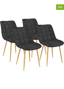 IDOMYA Factory Krzesła (4 szt.) w kolorze antracytowo-jasnobrązowym - 62,5 x 82 x 46 cm ze sklepu Limango Polska w kategorii Meble - zdjęcie 187704510