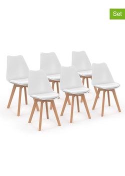 IDOMYA Factory Krzesła (6 szt.) &quot;Nordia&quot; w kolorze białym do jadalni - 46 x 79,5 x 51 cm ze sklepu Limango Polska w kategorii Meble - zdjęcie 187704594