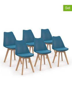 IDOMYA Factory Krzesła (6 szt.) &quot;Nordia&quot; w kolorze niebieskim do jadalni - 46 x 79,5 x 51 cm ze sklepu Limango Polska w kategorii Meble - zdjęcie 187704612