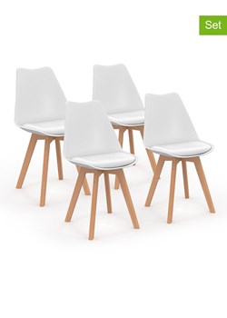 IDOMYA Factory Krzesła (4 szt.) &quot;Nordia&quot; w kolorze biało-jasnobrązowym - 51 x 79,5 x 46 cm ze sklepu Limango Polska w kategorii Meble - zdjęcie 187704712