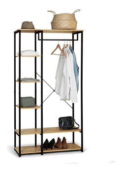 IDOMYA Essentials Garderoba &quot;Memphis&quot; w kolorze jasnobrązowo-czarnym - 90 x 167 x 40 cm ze sklepu Limango Polska w kategorii Szafy - zdjęcie 187705060