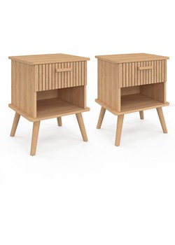 IDOMYA Factory Stoliki nocne (2 szt.) &quot;Albane&quot; w kolorze jasnobrązowym - 40 x 50 x 34 cm ze sklepu Limango Polska w kategorii Szafy - zdjęcie 187706124