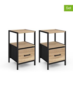 IDOMYA Essentials Stoliki nocne (2 szt.) &quot;Iris&quot; w kolorze jasnobrązowo-czarnym - 30 x 50 x 30 cm ze sklepu Limango Polska w kategorii Szafy - zdjęcie 187706152