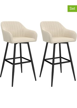 IDOMYA Factory Hockery barowe (2 szt.) &quot;Ariana&quot; w kolorze kremowo-czarnym - 46 x 93 x 47 cm ze sklepu Limango Polska w kategorii Meble - zdjęcie 187706203