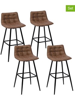 IDOMYA Factory Hockery barowe (4 szt.) w kolorze brązowo-czarnym - 45 x 88 x 39 cm ze sklepu Limango Polska w kategorii Meble - zdjęcie 187706244