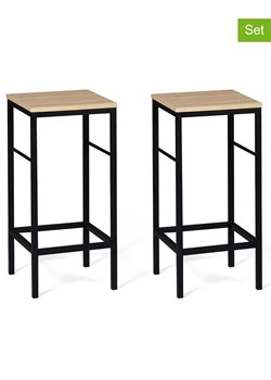 IDOMYA Factory Hockery barowe (2 szt.) &quot;Memphis&quot; w kolorze czarno-beżowym - 32 x 67 x 32 cm ze sklepu Limango Polska w kategorii Meble - zdjęcie 187706251