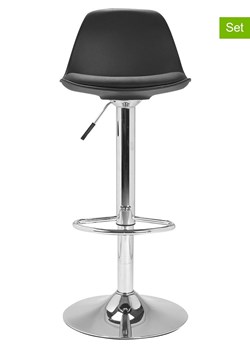 IDOMYA Factory Hockery barowe (2 szt.) &quot;Karl&quot; w kolorze srebrno-czarnym - 42 x 104 x 39 cm ze sklepu Limango Polska w kategorii Meble - zdjęcie 187706334