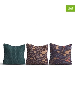 ABERTO DESIGN Poszewki (3 szt.) w kolorze zielono-jasnobrązowo-fioletowym na poduszkę ze sklepu Limango Polska w kategorii Poduszki dekoracyjne - zdjęcie 187709243