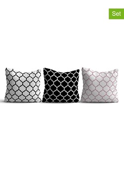 ABERTO DESIGN Poszewki (3 szt.) w kolorze czarno-biało-jasnoróżowym na poduszkę ze sklepu Limango Polska w kategorii Poduszki dekoracyjne - zdjęcie 187709250