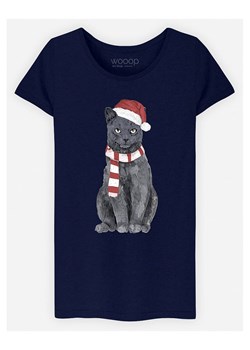 WOOOP Koszulka &quot;Xmas Cat&quot; w kolorze granatowym ze sklepu Limango Polska w kategorii Bluzki damskie - zdjęcie 187710770
