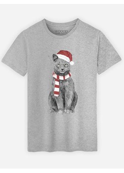 WOOOP Koszulka &quot;Xmas Cat&quot; w kolorze szarym ze sklepu Limango Polska w kategorii T-shirty męskie - zdjęcie 187710792