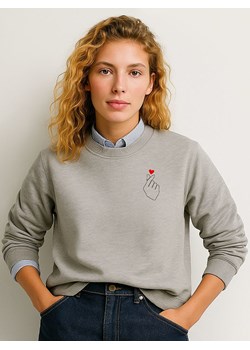 WOOOP Bluza &quot;K Love Cur&quot; w kolorze szarym ze sklepu Limango Polska w kategorii Bluzy damskie - zdjęcie 187711051