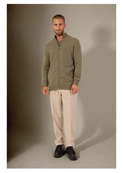 Perfect Cashmere Kaszmirowy kardigan w kolorze khaki ze sklepu Limango Polska w kategorii Swetry męskie - zdjęcie 187718524