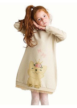 Denokids Sukienka &quot;Cat&quot; w kolorze beżowym ze sklepu Limango Polska w kategorii Sukienki dziewczęce - zdjęcie 187722332