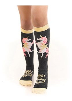 Denokids Podkolanówki &quot;Unicorn&quot; w kolorze antracytowym ze sklepu Limango Polska w kategorii Skarpetki dziecięce - zdjęcie 187722503