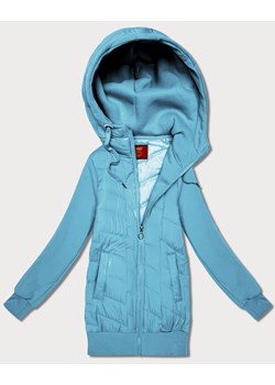 Damska bluza z kapturem z łączonych materiałów Goodlookin błękitna (AMG-175) ze sklepu goodlookin.pl w kategorii Bluzy damskie - zdjęcie 187742871