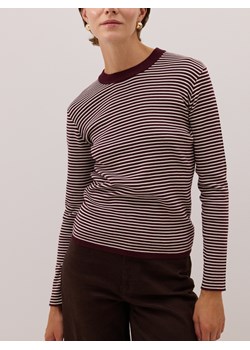 Reserved - Bawełniany longsleeve w paski - ciemnobrązowy ze sklepu Reserved w kategorii Bluzki damskie - zdjęcie 187742980