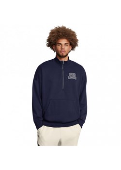 Męska bluza dresowa nierozpinana bez kaptura Under Armour UA Icon Hwt Terry Os 1/2 Zip - granatowa ze sklepu Sportstylestory.com w kategorii Bluzy męskie - zdjęcie 187746252