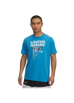 Męski t-shirt z nadrukiem Under Armour UA Hoops Net - niebieski ze sklepu Sportstylestory.com w kategorii T-shirty męskie - zdjęcie 187746352