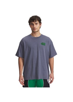 Męski t-shirt z nadrukiem Under Armour UA Heavyweight Hoops Courtside Short Sleeve - szary ze sklepu Sportstylestory.com w kategorii T-shirty męskie - zdjęcie 187746412