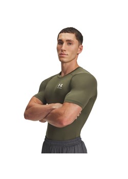 Męska koszulka treningowa UNDER ARMOUR UA HG Armour Comp SS - khaki ze sklepu Sportstylestory.com w kategorii T-shirty męskie - zdjęcie 187746491