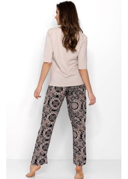 Piżama damska długa La Boheme, Kolor beżowo-czarny, Rozmiar S, Momenti per me ze sklepu Primodo w kategorii Piżamy damskie - zdjęcie 187748283