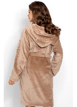 Szlafrok damski z kapturem z uszami Teddy, Kolor beżowy, Rozmiar S, Momenti per me ze sklepu Primodo w kategorii Szlafroki damskie - zdjęcie 187748460