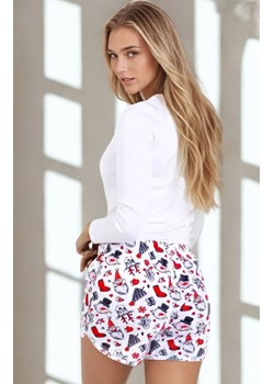 Świąteczna piżama damska bawełniana Joy, Kolor biało-czerwony, Rozmiar XL, Momenti per me ze sklepu Intymna w kategorii Piżamy damskie - zdjęcie 187749183