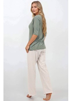 Piżama damska dwuczęściowa Forest Whispers, Kolor zielono-beżowy, Rozmiar S, Momenti per me ze sklepu Intymna w kategorii Piżamy damskie - zdjęcie 187749223