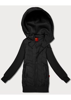 Damska bluza z kapturem z łączonych materiałów Goodlookin czarna (AMG-175) ze sklepu goodlookin.pl w kategorii Bluzy damskie - zdjęcie 187750043