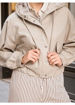 Sinsay - Krótka parka z kapturem z bawełny - brązowy ze sklepu Sinsay w kategorii Parki damskie - zdjęcie 187750520