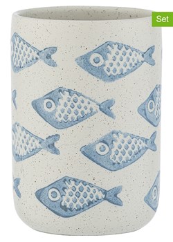 Wenko Kubki łazienkowe (2 szt.) w kolorze kremowo-błękitnym  - wys. 11 x Ø 8 cm ze sklepu Limango Polska w kategorii Dozowniki do mydła - zdjęcie 187754902