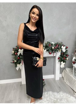 Czarna Sukienka Maxi z Marszczeniem ze sklepu ModnaKiecka.pl w kategorii Sukienki - zdjęcie 187759080