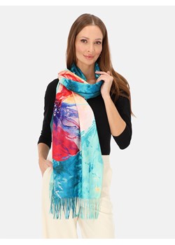 Kolorowy szal z kaszmiru i wełny z kwiatem Potis & Verso ze sklepu Eye For Fashion w kategorii Szaliki i chusty damskie - zdjęcie 187760981