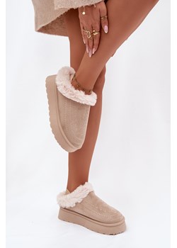 Damskie Śniegowce Platforma Futerko Przeszycia Jasnobeżowe Arelina ze sklepu ZAZOO w kategorii Śniegowce damskie - zdjęcie 187761250