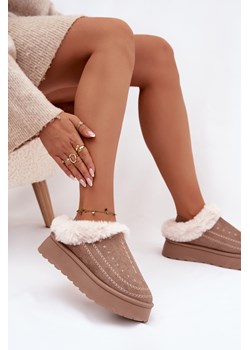 Damskie Śniegowce Platforma Futerko Przeszycia Ciemnobeżowe Arelina ze sklepu ZAZOO w kategorii Śniegowce damskie - zdjęcie 187761291