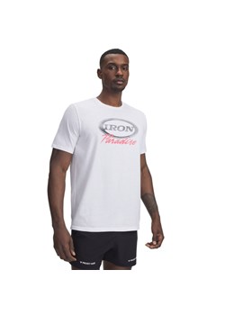 Męski t-shirt z nadrukiem Under Armour Project Rock Iron Paradise - biały ze sklepu Sportstylestory.com w kategorii T-shirty męskie - zdjęcie 187761363