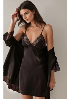 Komplet koszulka nocna i szlafrok SECOND SKIN, Kolor czarny, Rozmiar S/M, PURE SIN ze sklepu Intymna w kategorii Koszule nocne - zdjęcie 187761850